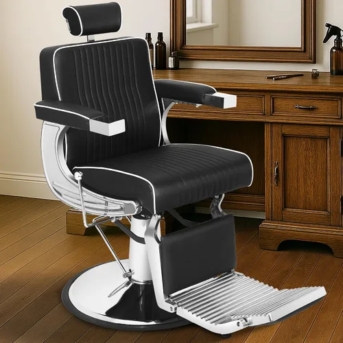 Vista 8 de Silla de peluquería reclinable para peluquería, silla de peluquería profesional para estilista, silla giratoria de 360 grados con reposacabezas
