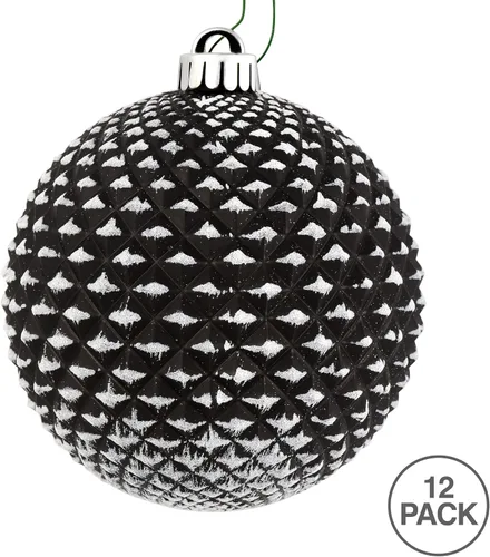 Vista 3 de Vickerman Adorno de bola de purpurina Durian negra de 2.75 pulgadas. Incluye 12 adornos por paquete.