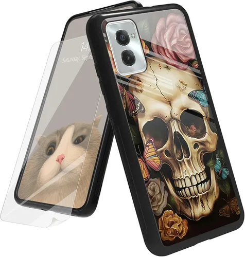 Vista 26 de Funda para Motorola Moto G Play 4G 2024 con protector de pantalla, parte trasera de vidrio templado + funda de silicona suave TPU absorción