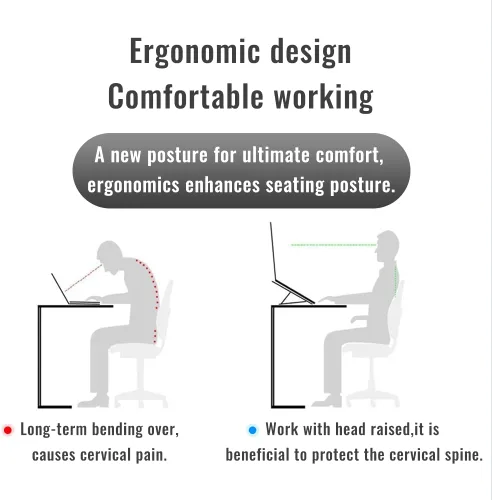 Vista 5 de Soporte para computadora portátil de escritorio, soporte para iPad, aleación de aluminio, plegable portátil, 7 niveles ajustables, ergonómico