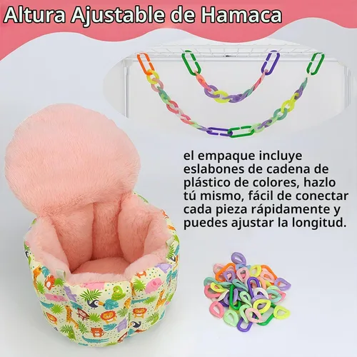 Vista 4 de Cama colgante para ratas, accesorios de jaula de planeador de azúcar, hamaca de conejillo de indias, cama nido cálida para dormir, hamaca de jaula