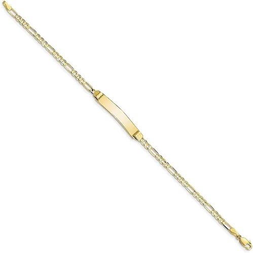 Vista 2 de 10k Yellow Gold Figaro Link ID Bracelet For Women