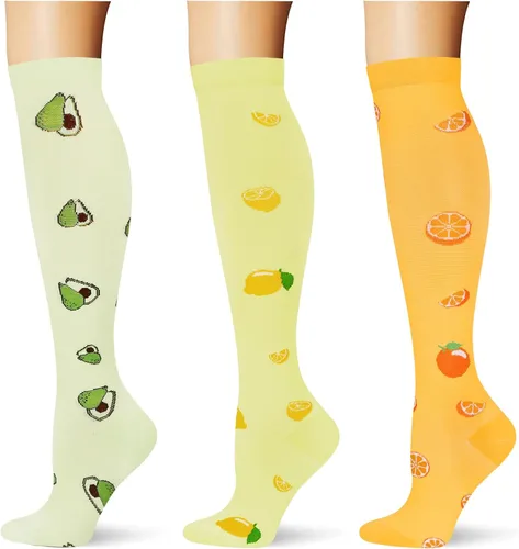Vista 32 de (3 pares) Calcetines de compresión 20-30 mmHg, calcetines largos hasta la rodilla para mujeres y hombres, soporte atlético, para viajes y uso diario
