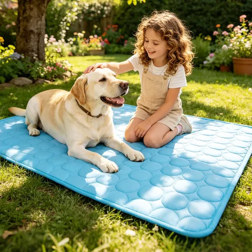 Vista 5 de Alfombrilla de enfriamiento para perros, almohadilla de enfriamiento de seda de hielo para gatos, alfombra de verano lavable para interiores