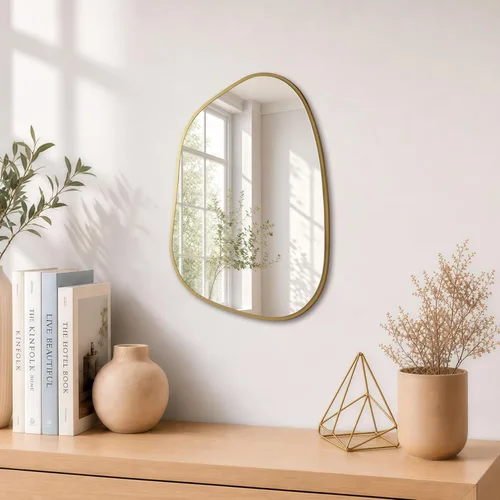 Vista 10 de PERFNIQUE Espejo de pared irregular asimétrico, espejo negro de 27 x 19 pulgadas, espejo negro para baño, dormitorio, sala de estar, entrada