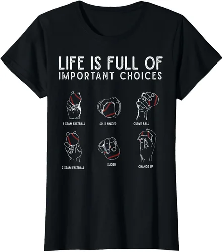 Vista 51 de Tipos de béisbol Pitches Life Choices Jugador Camiseta