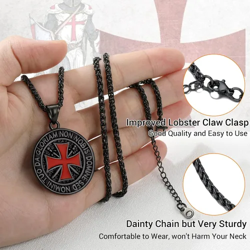Vista 4 de PROSTEEL Stainless Steel Vintage Masonic Knight Templar Necklace for Men