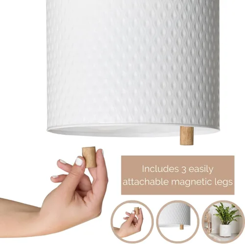 Vista 3 de EverNest Claire Modern Maceta de interior con soporte de madera, patrón blanco, 8 pulgadas, SelectBase, estilo moderno neutro de mediados de siglo