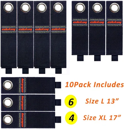 Vista 8 de Paquete de 19 correas de almacenamiento resistentes con capacidad para cables largos de 50 libras
