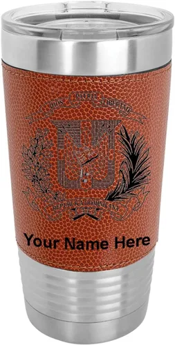 Vista 12 de LaserGram Vaso aislado al vacío de 20 onzas, escudo de armas, República Dominicana, grabado personalizado incluido (piel sintética, estilo béisbol)
