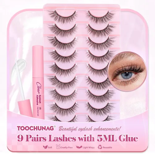 Vista 12 de TOOCHUNAG - Pestañas postizas esponjosas 8D de 20mm, pelo de visón sintético, pestañas naturales, gruesas, con volumen, ojo de gato, paquete de 7