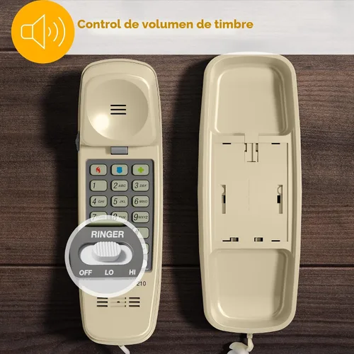 Vista 10 de AT&T Trimline 210 Teléfono fijo para casa, no requiere alimentación de CA, montaje en pared mejorado, teclado de botones grandes iluminado, 13