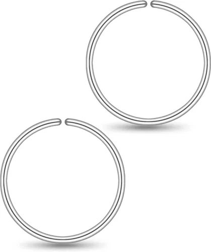 Vista 11 de Pequeños aretes de aro huggie de oro o plata de ley para mujeres y niñas, cartílago, nariz, hélix, tragus