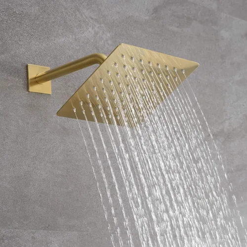 Vista 4 de sumerain Sistema de grifo para bañera y ducha con boquilla de cascada y cabezal de ducha de mano, válvula equilibrada de presión, oro cepillado
