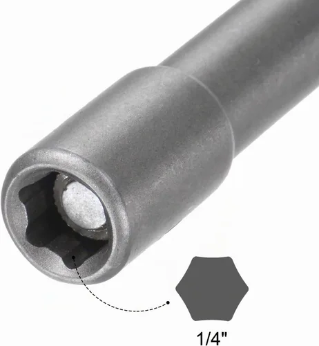 Vista 3 de uxcell Broca de cambio rápido para tuercas, vástago hexagonal de 1/4 de pulgada, brocas de ajuste de tuerca magnética de 1/4 pulgadas, 4 pulgadas