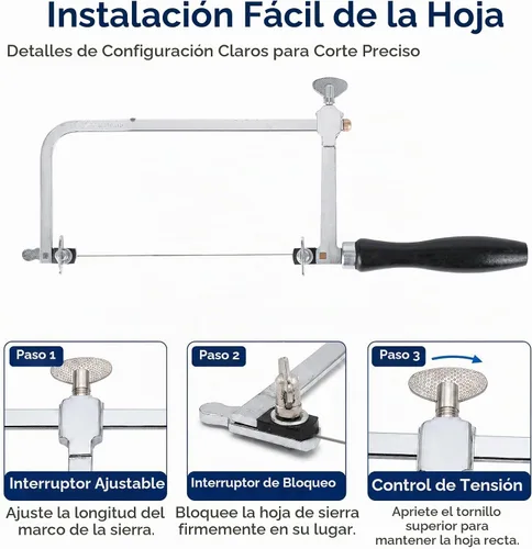 Vista 6 de Marco de sierra para joyero ajustable con 144 hojas Kit profesional para hacer joyería