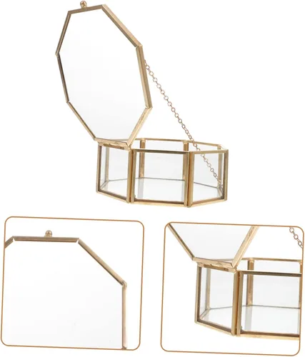 Vista 4 de Alipis Caja de almacenamiento octágono, caja de joyería vintage, regalo de escritorio de oficina para hombres, joyero para collares, estuche