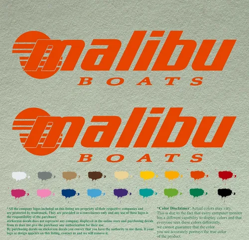 Vista 10 de Malibu Boat - Juego de 2 calcomanías de vinilo de repuesto compatibles con botes de restauración (12 pulgadas, negro 070)