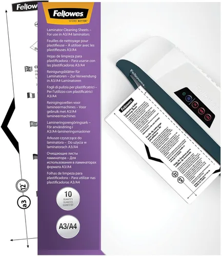 Vista 5 de Fellowes Jupiter 2 125 Laminador con 10 bolsas, 12.5 pulgadas (5734101), hojas de limpieza de laminador negro y gris y Fellowes 10, paquete de 10