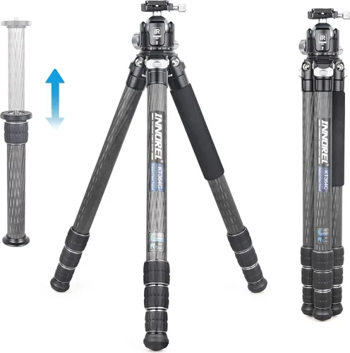 Vista 10 de INNOREL KT364C - Trípode compacto de fibra de carbono de 10 capas, 1.417 in, tubo grande, trípode de viaje profesional para videocámara digital