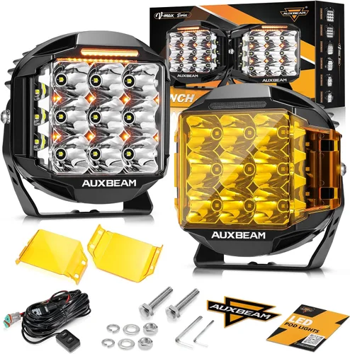 Vista 16 de Auxbeam Serie V-MAX 204W Luces LED de Conducción en Pod, Luz de Proyección Rectangular de 7 Pulgadas para Todo Terreno con DRL Ámbar y Luz Trasera