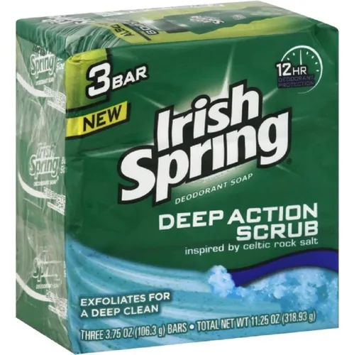 Vista 4 de Irish Spring Deep Action - Jabón desodorante exfoliante de 3 unidades, fresco, 11.1 onzas (el embalaje puede variar)