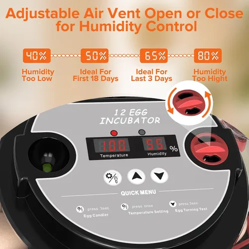 Vista 2 de Incubadora con giro automático de huevos y control de humedad, incubadoras para huevos de eclosión, pollo, patos, ganso, paloma, codorniz, loro