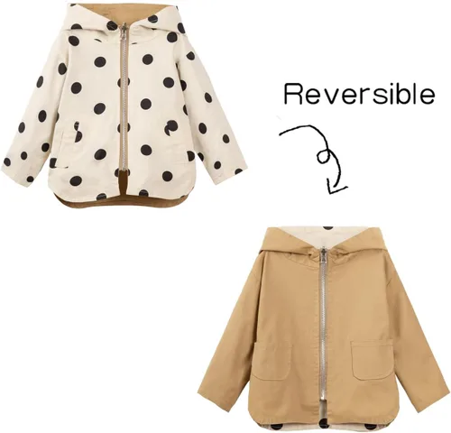 Vista 5 de Mud Kingdom Linda chaqueta con capucha para niñas, ropa de abrigo reversible con cremallera completa