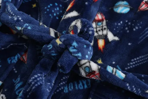 Vista 6 de SRVNFBKT Albornoces para niños y niñas, batas de baño con capucha para niños, batas de franela suave, ropa de dormir, regalo para niños y niñas