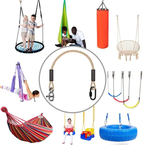Vista 5 de SELEWARE Kit Colgante de Correas y Cuerdas para Hamaca Columpio de Árbol, Cuerda Ajustable Rápida y Fácil de Colgar Hamaca Silla Columpio