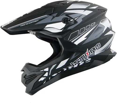 Vista 17 de 1Storm - Casco de motocross para adultos, bicicleta de montaña de descenso, BMX, MX, ATV, motocicleta todoterreno, estilo Storm HF803; negro mate