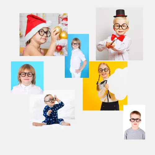 Vista 2 de grinderPUNCH Gafas redondas con marco negro Wizard Nerd para niños lente transparente edad 4-12