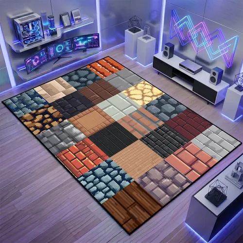 Vista 13 de Alfombra de juego - Alfombra de habitación de juegos a cuadros genial para niños, adolescentes, niños, alfombra para dormitorio, sala