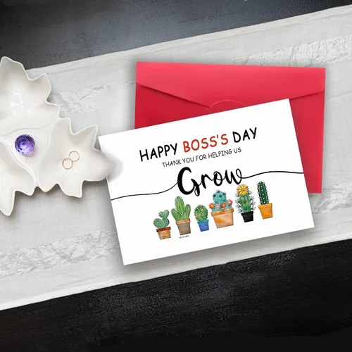 Vista 2 de Huameigf Tarjeta de feliz día del jefe, linda tarjeta de regalo para jefa, tarjeta de agradecimiento de empleado, divertida tarjeta de regalo