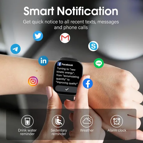 Vista 2 de Csasan Reloj inteligente para hombres y mujeres (respuesta/hacer llamadas), pantalla HD de 1.91 pulgadas, monitor de frecuencia cardíaca, Negro