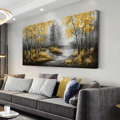 Vista 50 de ZOMNAI Arte de pared de mujer japonesa, pintura de estilo asiático, fondo amarillo, decoración de pared, tatuaje de peces en la parte posterior