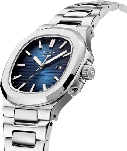 Vista 2 de Reloj de pulsera japonés de cuarzo para mujer, con esfera azul, reloj cuadrado para mujer, resistente al agua, relojes analógicos de cristal, correa