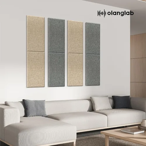 Vista 8 de Olanglab Paneles de pared acústicos de fibra de vidrio, paquete de 4, paneles de sonido de 11.8 x 23.6 pulgadas, paneles de prueba de sonido Caqui
