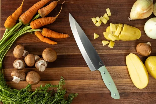 Vista 4 de Williams Knife Co. - Cuchillo de chef grande, hoja de acero Elmax de 9 pulgadas, herramienta culinaria versátil