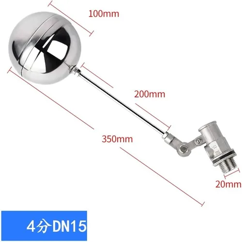 Vista 2 de Float Valve, 1pcs 1/2" 3/4" 1" Adjustable Floating Ball Valve, 304 Stainless Steel Water Level Controller for Tank Towers(0.5 Inch)
