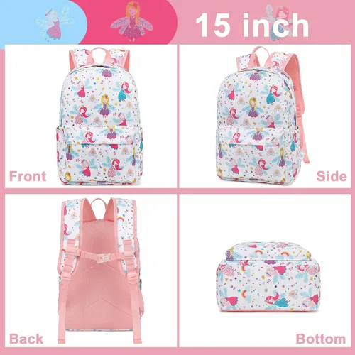 Vista 3 de LOIDOU Mochila para niños y niñas, mochilas preescolares para la escuela, bolsas escolares para jardín de infantes con lonchera