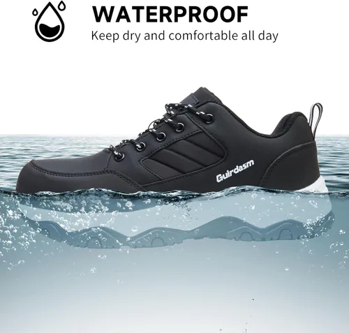 Vista 3 de Zapatos anchos con punta de acero para mujer, impermeables, antideslizantes, zapatos de seguridad, ligeros, antideslizantes, construcción