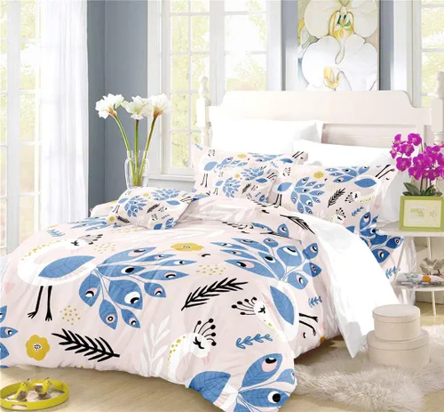 Vista 10 de REALIN Juego de funda de edredón de pavo real, ropa de cama colorida Phnom Penh, juego de ropa de cama azul real noble de 2/3/4 piezas, fundas