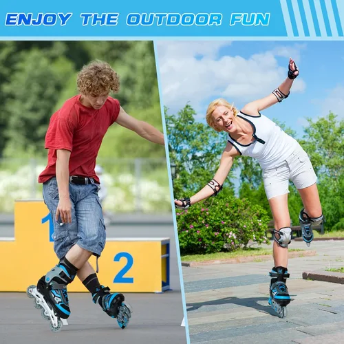 Vista 6 de Patines en línea ajustables para niños y adultos, patines al aire libre para principiantes con todas las ruedas iluminadas para niñas, niños