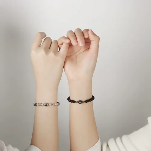 Vista 2 de Pulsera con texto en inglés "I Love You" para parejas, regalos para mi hombre, novio, novia, marido, esposa, mi amor, prometida, para el día de San