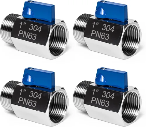 Vista 14 de Paquete de 2 válvulas de bola mini de 1", válvula de cierre de acero inoxidable 304 rosca NPT hembra x macho válvulas pequeñas para espacio compacto