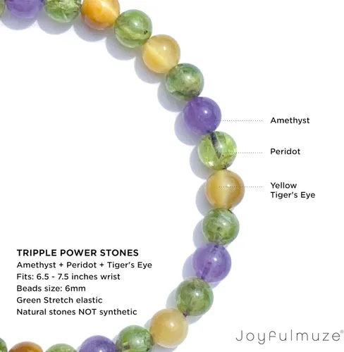 Vista 42 de Pulseras elásticas, piedras preciosas naturales, amatista, citrino, cuarzo rosa, cuarzo de cristal transparente, ojos de peridoto y teger, regalo