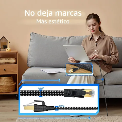 Vista 6 de Cables Ethernet Cat 8 de 3 pies, 6 pies, 10 pies, 15 pies, 20 pies, 25 pies, 30 pies, 40 pies, 50 pies, 60 pies, 75 pies, 100 pies, cable de red