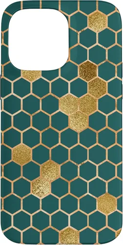 Vista 21 de Bees Honeycomb Pattern Print Honey Hexagon Bees Hive - Green Case for iPhone 17