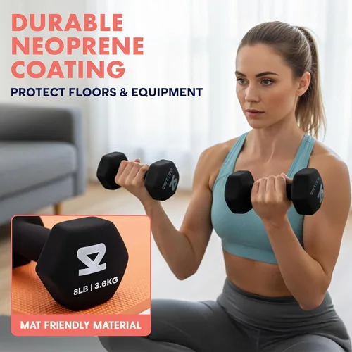 Vista 2 de SQUATZ Dumbbell Weights Set with Stand Negro